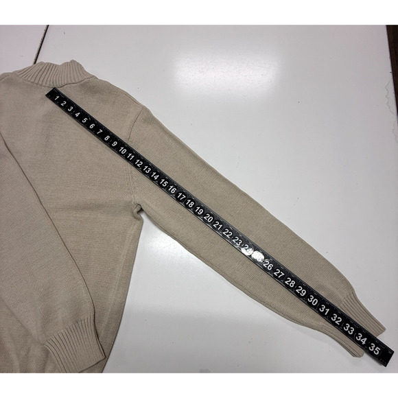 Spring + Mercer Sweater Mens Large Beige Tan 1/4 Zip Pullover Mock Neck NWT - Picture 4 of 10